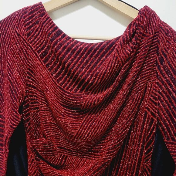 SL NY Red Sparkle Drape Dress - Picture 9 of 16